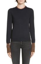 Women's Veronica Beard Avory Contrast Cuff Merino Wool Sweater - Grey