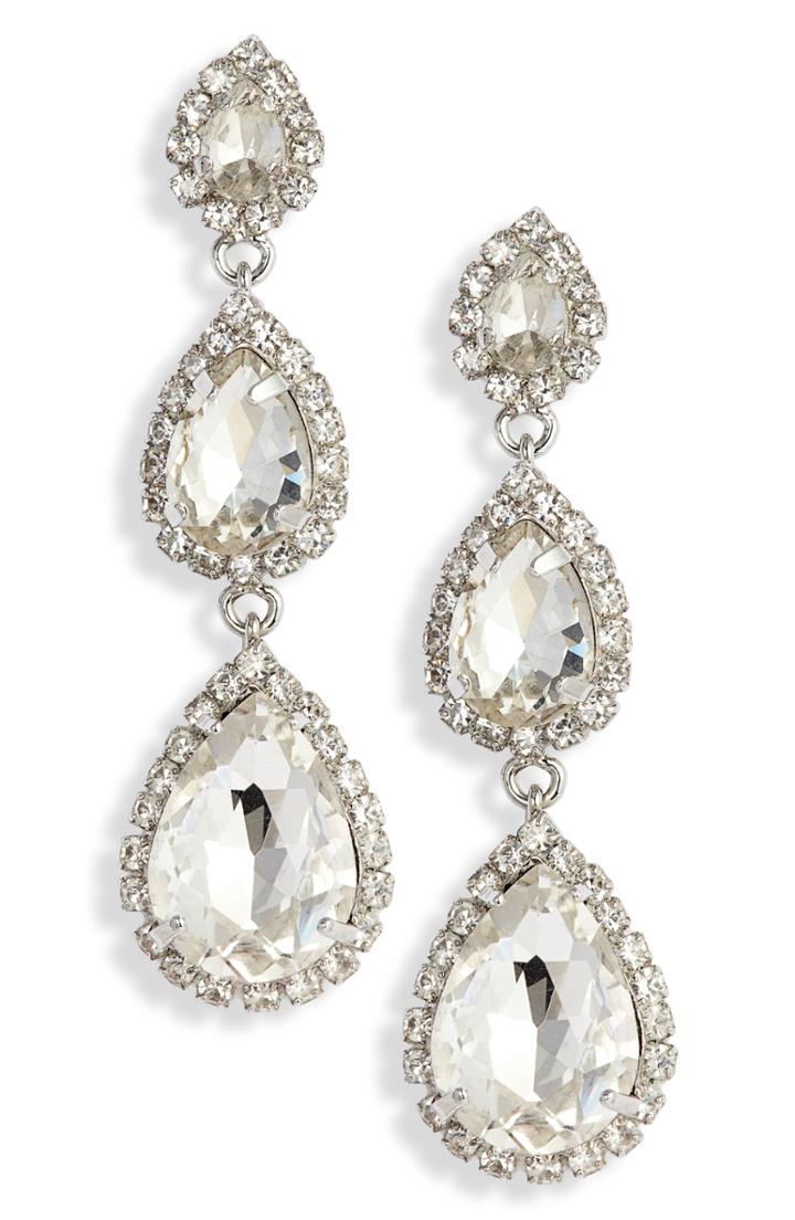 Women's Cristabelle Triple Teardrop Crystal Drop Earrings