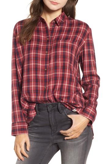 Women's Treasure & Bond Tartan Boyfriend Shirt - Brown
