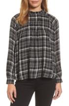Women's Lucky Brand Plaid High Neck Blouse - Black
