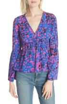 Women's Tracy Reese Ruched Stretch Silk Blouse - Blue