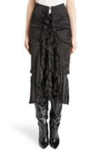 Women's Saint Laurent Washed Silk Satin Ruffle Skirt Us / 38 Fr - Black