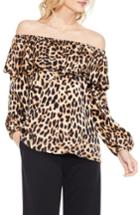 Women's Vince Camuto Off The Shoulder Animal Print Blouse - Black