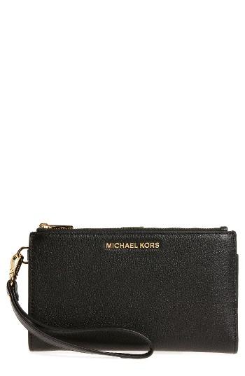 Women's Michael Michael Kors Adele Leather Wristlet - Black