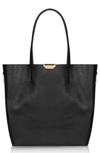 Topshop Side Zip Faux Leather Shopper -