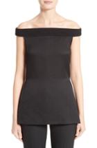 Women's Brandon Maxwell Piped Jacquard Off The Shoulder Top - Black