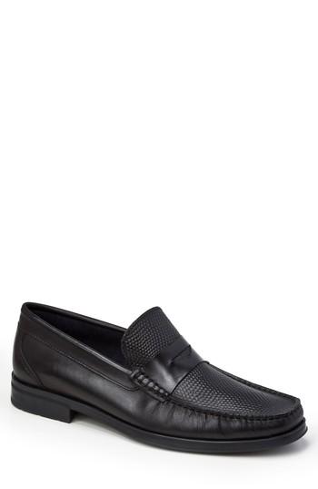 Men's Sandro Moscoloni Siena Pebble Embossed Penny Loafer D - Black