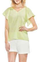 Women's Vince Camuto Flutter Sleeve Smocked Top, Size - Green