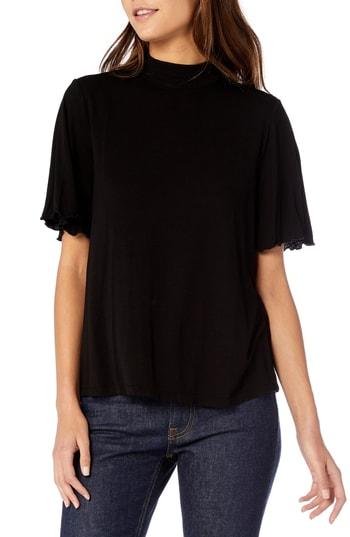 Women's Michael Stars Back Cutout Frill Sleeve Top, Size - Black