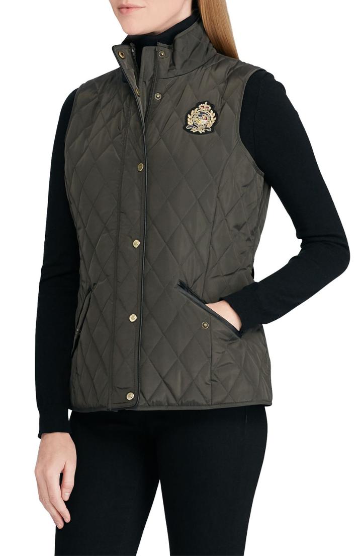 Petite Women's Lauren Ralph Lauren Quilted Vest P - Green