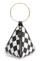 Yoki Bags Checkered Faux Leather Triangle Bag - Black