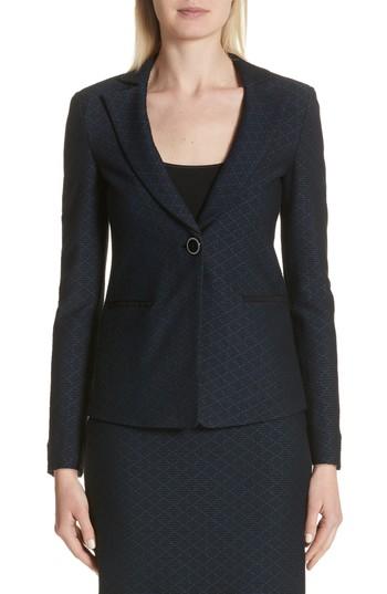 Women's Emporio Armani Diamond Jacquard Blazer Us / 40 It - Blue