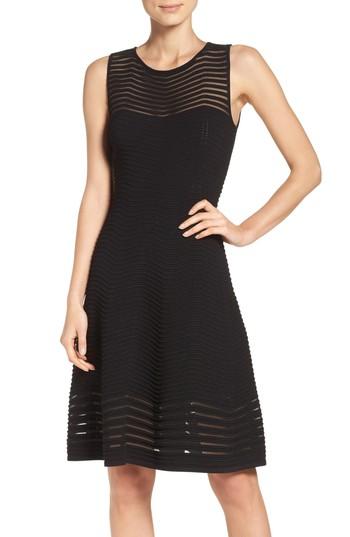 Women's Eliza J Chevron Fit & Flare Dress - Black