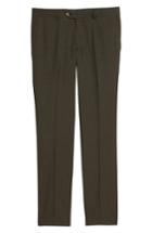 Men's Nordstrom Men's Shop Trim Fit Flat Front Wool Trousers - Brown