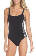Women's Profile By Gottex Round Neck One-piece Swimsuit - Black