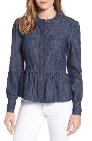 Women's Lucky Brand Romantic Denim Peplum Top - Blue