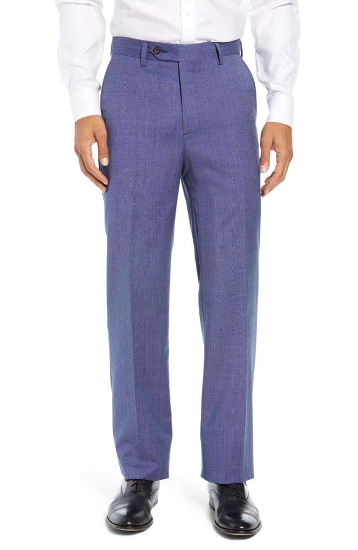 Men's Berle Manufacturing Flat Front Wool Trousers - Blue