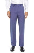 Men's Berle Manufacturing Flat Front Wool Trousers - Blue