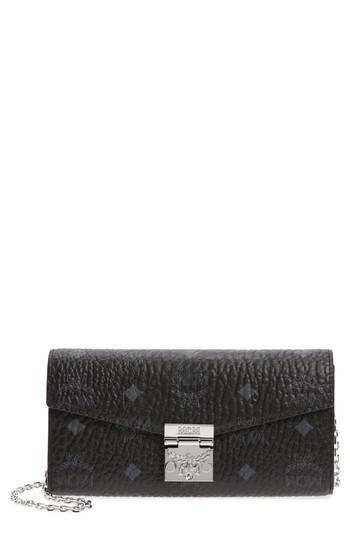 Women's Mcm Large Patricia Visetos Canvas Wallet On A Chain - White