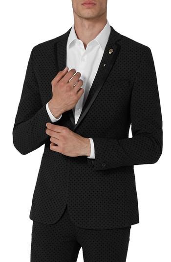 Men's Topman Dotted Ultra Skinny Fit Suit Jacket