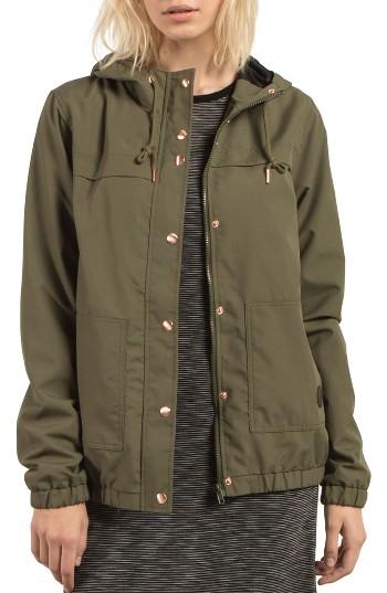 Women's Volcom Enemy Stone Hooded Jacket - Green