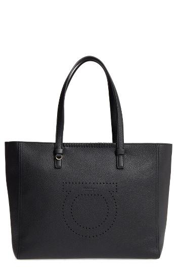 Salvatore Ferragamo Large Grained Leather Tote -