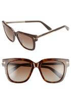 Women's Tom Ford 'tracy' 53mm Retro Sunglasses - Havana/ Brown Polarized