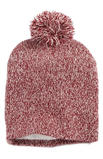 Women's Nyc Underground Fleece Lined Pompom Beanie - Red
