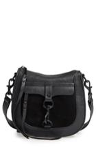Rebecca Minkoff Dog Clip Leather & Suede Saddle Bag - Black