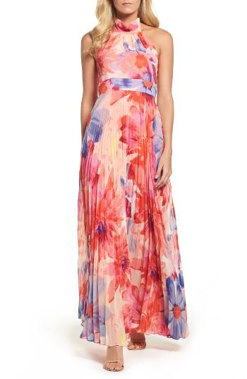 Petite Women's Eliza J Chiffon Maxi Dress P - Pink