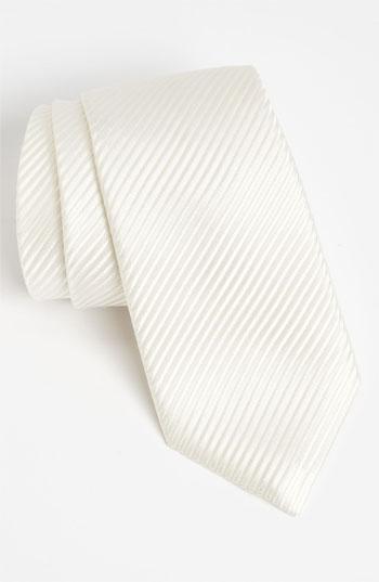 Men's David Donahue Woven Silk Tie, Size - White