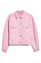Women's Topshop Moto Denim Jacket Us (fits Like 0-2) - Pink