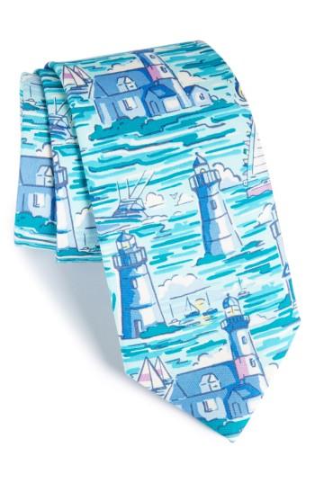 Men's Vineyard Vines Lighthouse Silk Tie, Size - Blue