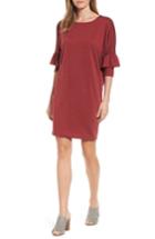 Women's Bobeau Ruffle Sleeve Tunic Dress, Size - Burgundy