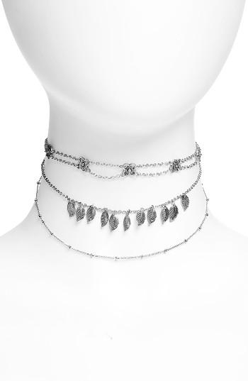 Women's Topshop Rose & Leaf Multi-chain Choker