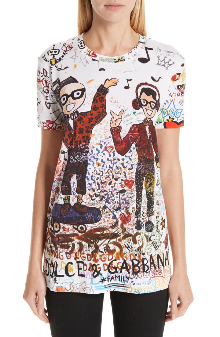 Women's Dolce & Gabbana Graffiti Cartoon Graphic Tee Us / 40 It - White