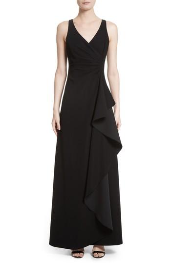 Women's Armani Collezioni Starburst Pleat Tech Cady Gown Us / 40 It - Black