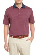 Men's Peter Millar Bedlington Stripe Jersey Polo - Red