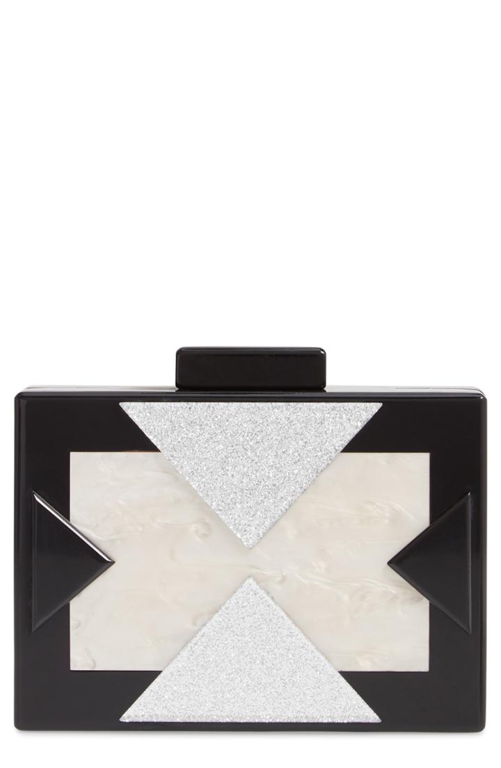 Like Dreams Geo Glitter Box Clutch - Black