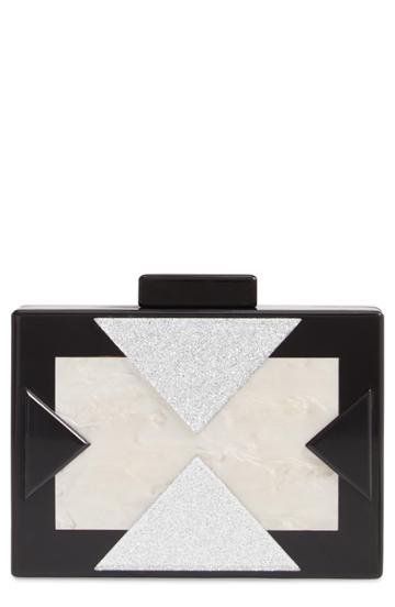 Like Dreams Geo Glitter Box Clutch - Black