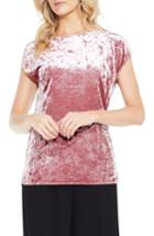 Petite Women's Vince Camuto Crushed Velvet Knit Tee, Size P - Pink