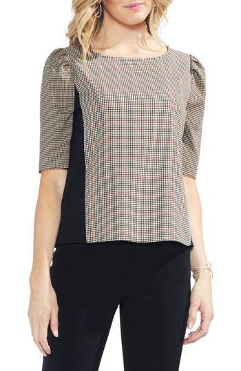 Women's Vince Camuto Country Check Elbow Sleeve Top, Size - Black