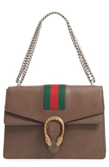 Gucci Dionysus Web Stripe Leather Shoulder Bag - Black