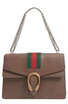 Gucci Dionysus Web Stripe Leather Shoulder Bag - Black