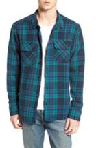 Men's Rvca Camino Flannel Shirt, Size - Blue