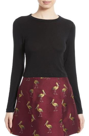 Women's Alice + Olivia Jaylene Stretch Knit Crop Top - Black