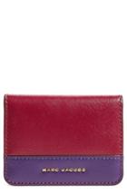 Women's Marc Jacobs Color Block Saffiano Leather Business Card Case - Purple