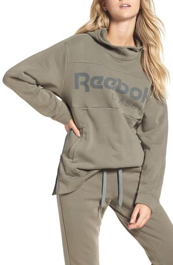Women's Reebok Oversize Graphic Hoodie - Brown