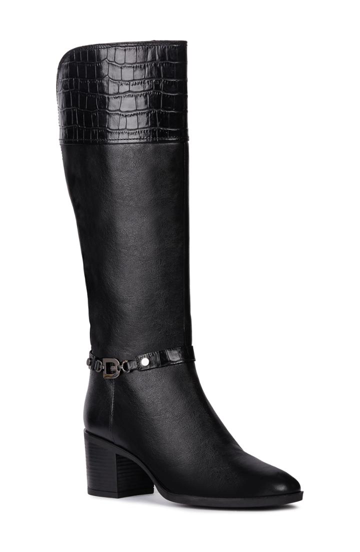 Women's Geox Glynna Knee High Boot .5us / 39.5eu - Black