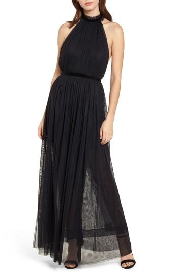 Women's Topshop Taylor Halter Maxi Dress Us (fits Like 0) - Black